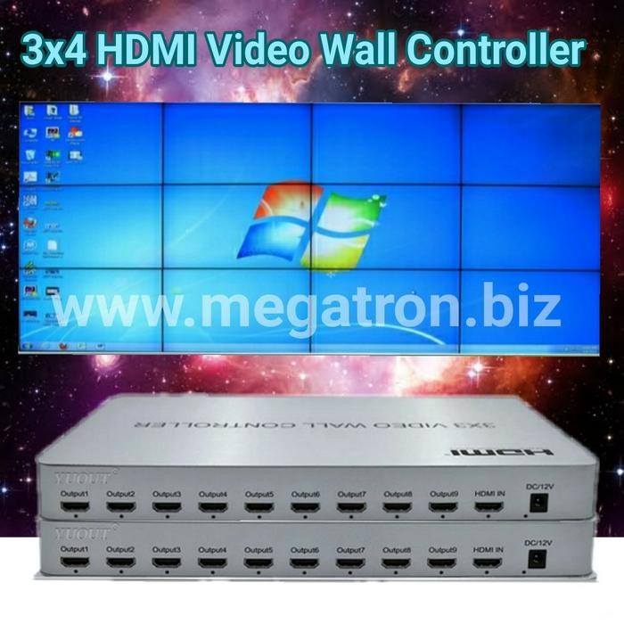 Paket 3x4 HDMI Video Wall Controller -untuk menggabungkan 12 TV