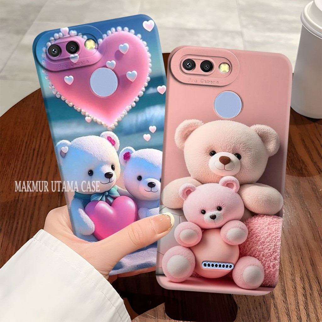 Kesing Softcase HP Redmi 6 6A 5A 4A Note 5 5A 5A Prime Motif Beruang Pink Lucu Silikon TPU Prokamera