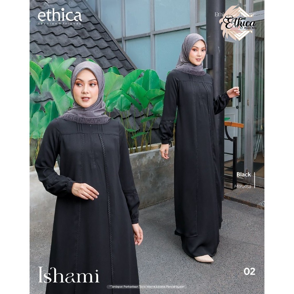 Gamis Kekinian Ishami 02 Dress Polos By Ethica Original Branded
