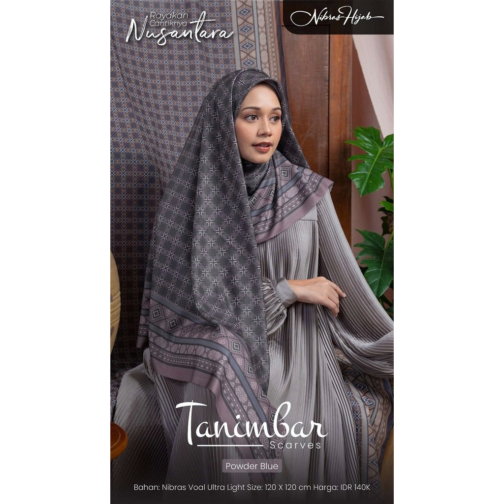 Nibras hijab Tanimbar Scarves || hijab segi empat Bahan Ultra Voal Premium Bermotif by Nibras || nib