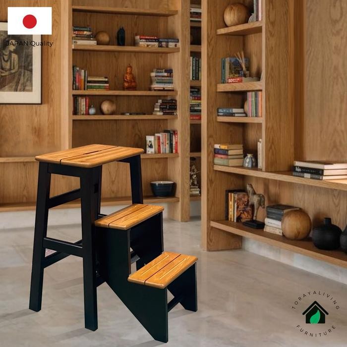 

TORAYA Tangga Lipat Kayu Estetik/ Tangga Lipat/ Kursi Lipat Bangku Lipat Minimalis SCH-60 Furniture Chairs - Hitam Natural