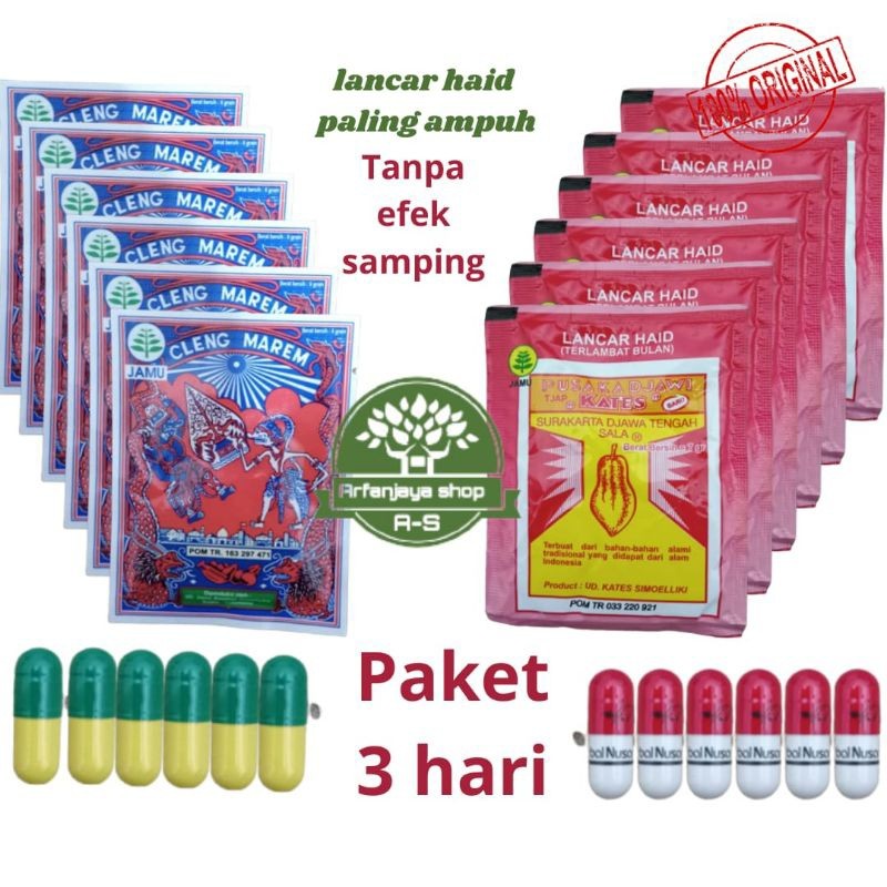 Jamu Telat Bulan Jamu Wayang+Jamu Nanas Merah Paket Komplit