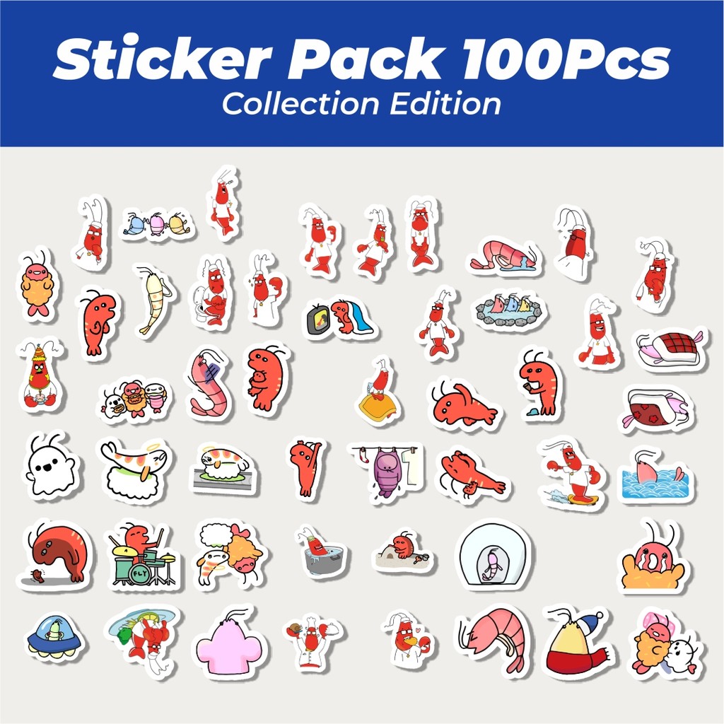 

Hot Hewan Udang Lucu Anti Air Stikers Berperekat Waterproof Sticker Decal Buat Motor Helm Buku Journal Koper Casing HP Laptop Botol Minum