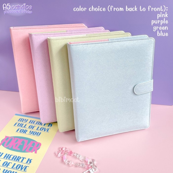 

(A5 Size) Candice Binder Leather A5 - Album Photocard PC Notebook Agenda Kulit - Biru CNDC, Binder + Slv 4P