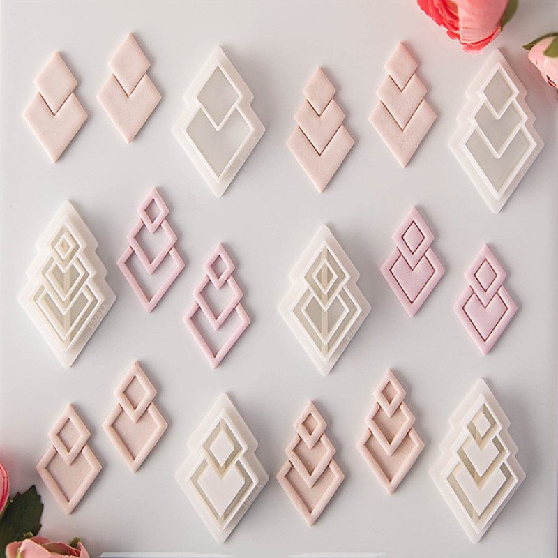 

Geometric Diamond Polymer Clay Cutters Mold Overlay Dangle Soft Clay Earring Jewelry Pendant Modeling Cutting Die Hand Tools