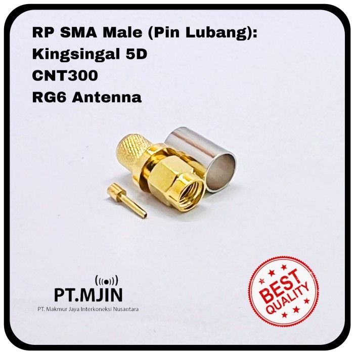 VTC99 Konektor RP SMA male Crimp Rg6 5D Ring Nickle