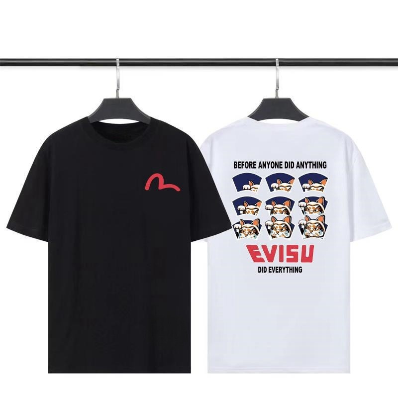Kaos Distro EVISU  Pria Wanita d Baju Boxy Fit T Shirt - Official Merchandise