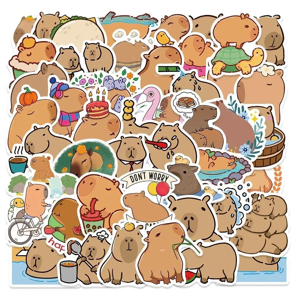 

50pcs Cute Cartoon Capybara Animal Sticker Waterproof Vinyl Decals DIY Laptops Water Bottles Phones Decorative Stickers Kids Toy