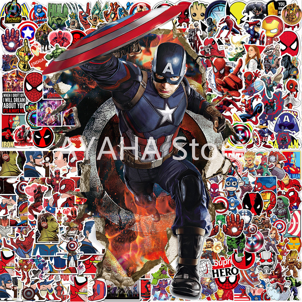 

50/100pcs Disney Marvel Stickers Anime Spider-Man Iron Man Hulk Decals DIY Skateboard Car Cool Superhero Sticker for Kids Toys