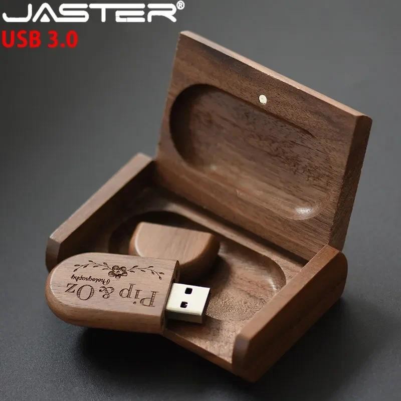 

JASTER USB 3.0 High speed LOGO wooden+Box Personal LOGO customer pendrive 8GB 16GB 32GB 64GB usb Flash Drive pen drive U disk