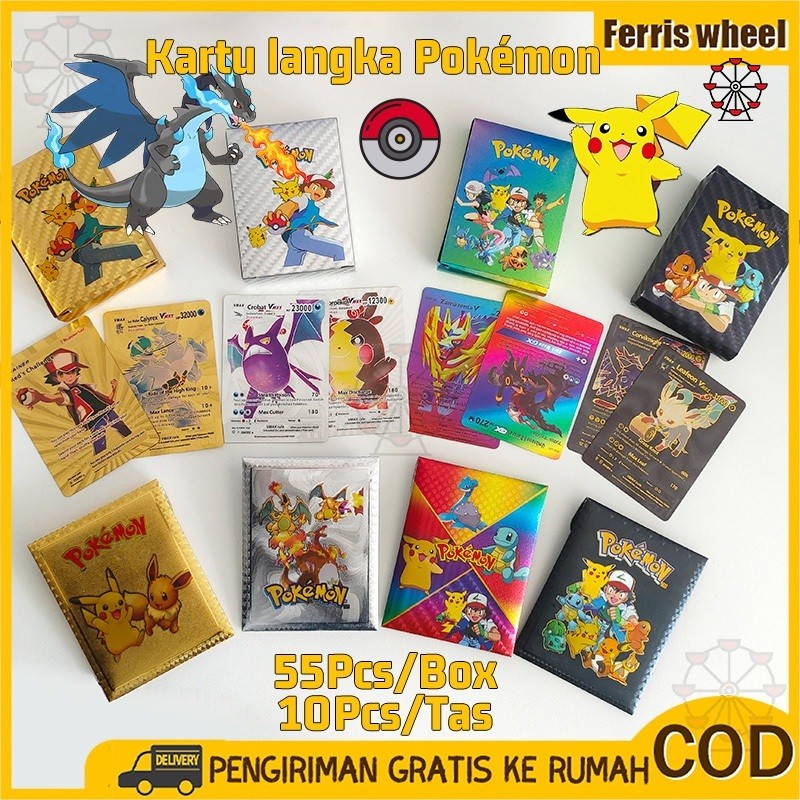 Ferris Wheel Kartu Pokémon Kartu Emas Langka Pikachu 55Pcs1 Box/Kartu Pokemon VS Card/Pikachu/Grenin
