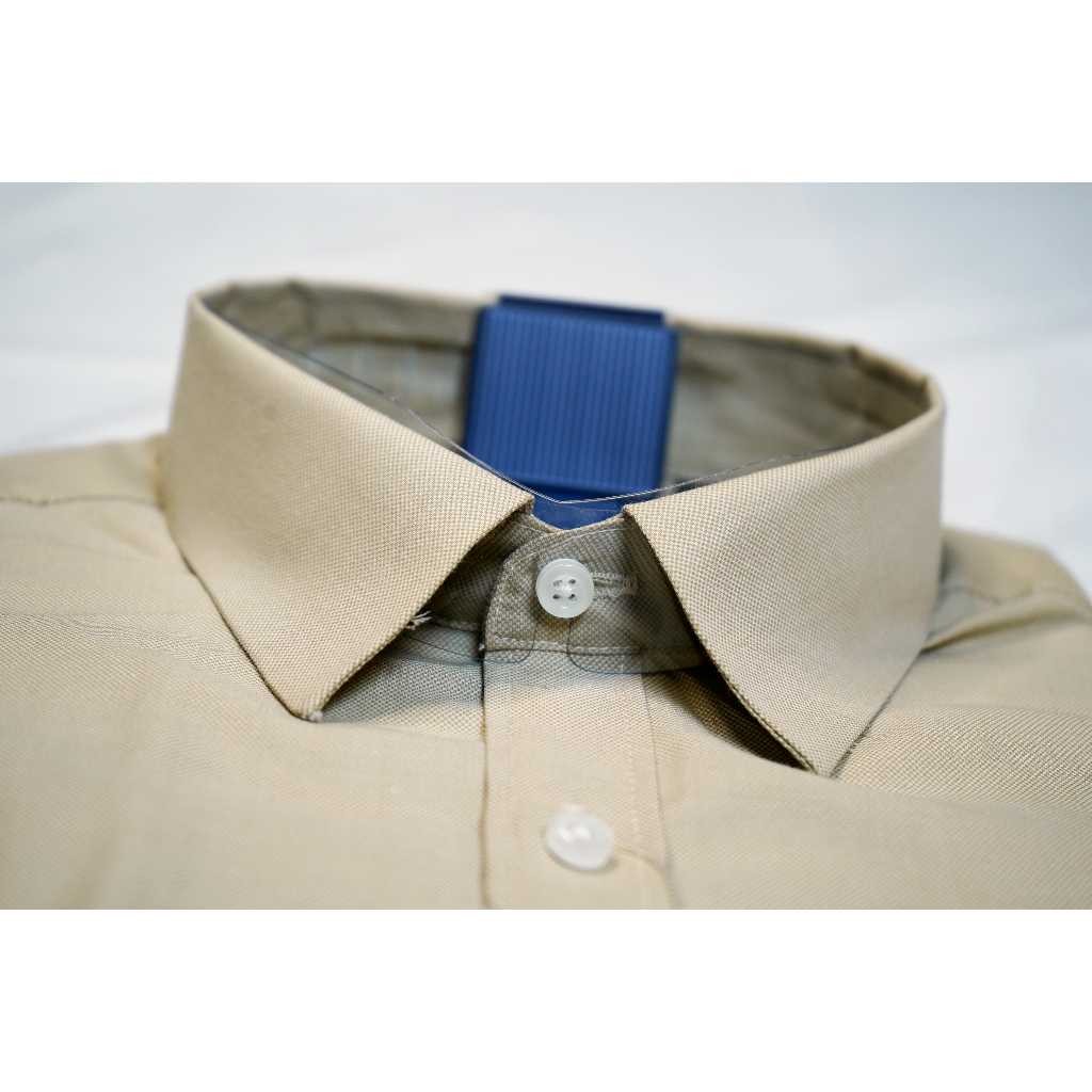 Kemeja Polos Basic Pria Pendek Reguler Jumbo Oxford Cream STANLEY ADAMS | Hem Pria Jumbo