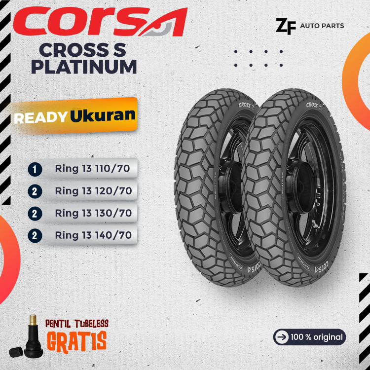 BAN MOTOR MATIC RING 13 CORSA CROSS S ADV 150 / 160 TUBLES DEPAN BELAKANG SEPASANG NMAX