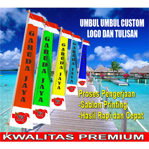 Spesial 17 Agustus // umbul umbul custom logo  dan nama panjang 3 meter
