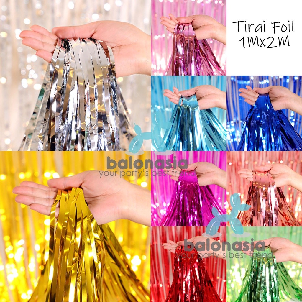 Balonasia Dekorasi Backdrop Curtain Foil Tirai Foil 1x2M