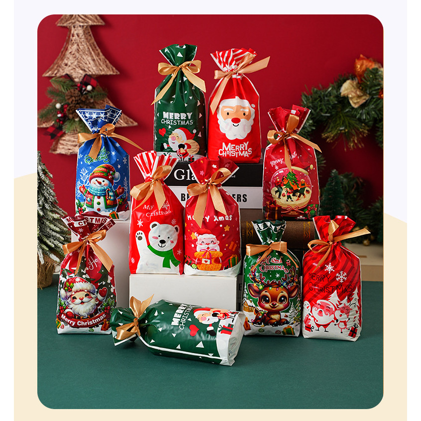 

(10pcs) Goodie Bag/Kantong Snack/Souvenir/Hampers Serut Christmas Natal • Cciyl.Wear •
