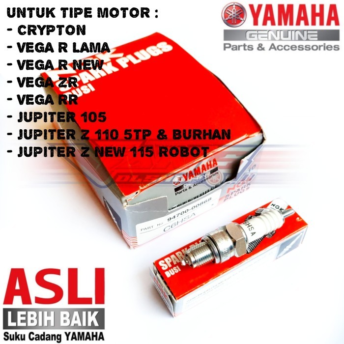 Busi NGK C6HSA Cripton, Vega R ZR RR, Jupiter Z 105 110 Burhan 115 Robot Original Yamaha Genuine Par
