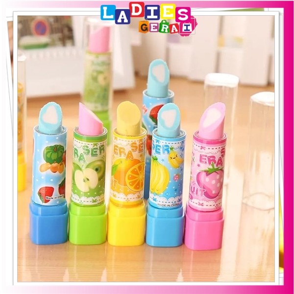 

Penghapus Pensil Bentuk Lipstik Warna Warni / Penghapus Pensil model Lipstik / Penghapus Bentuk Lipstik Beauty