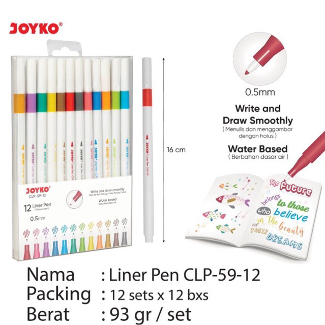 

Pena / Pulpen 12 warna / Liner Pen CLP-59-12 Joyko