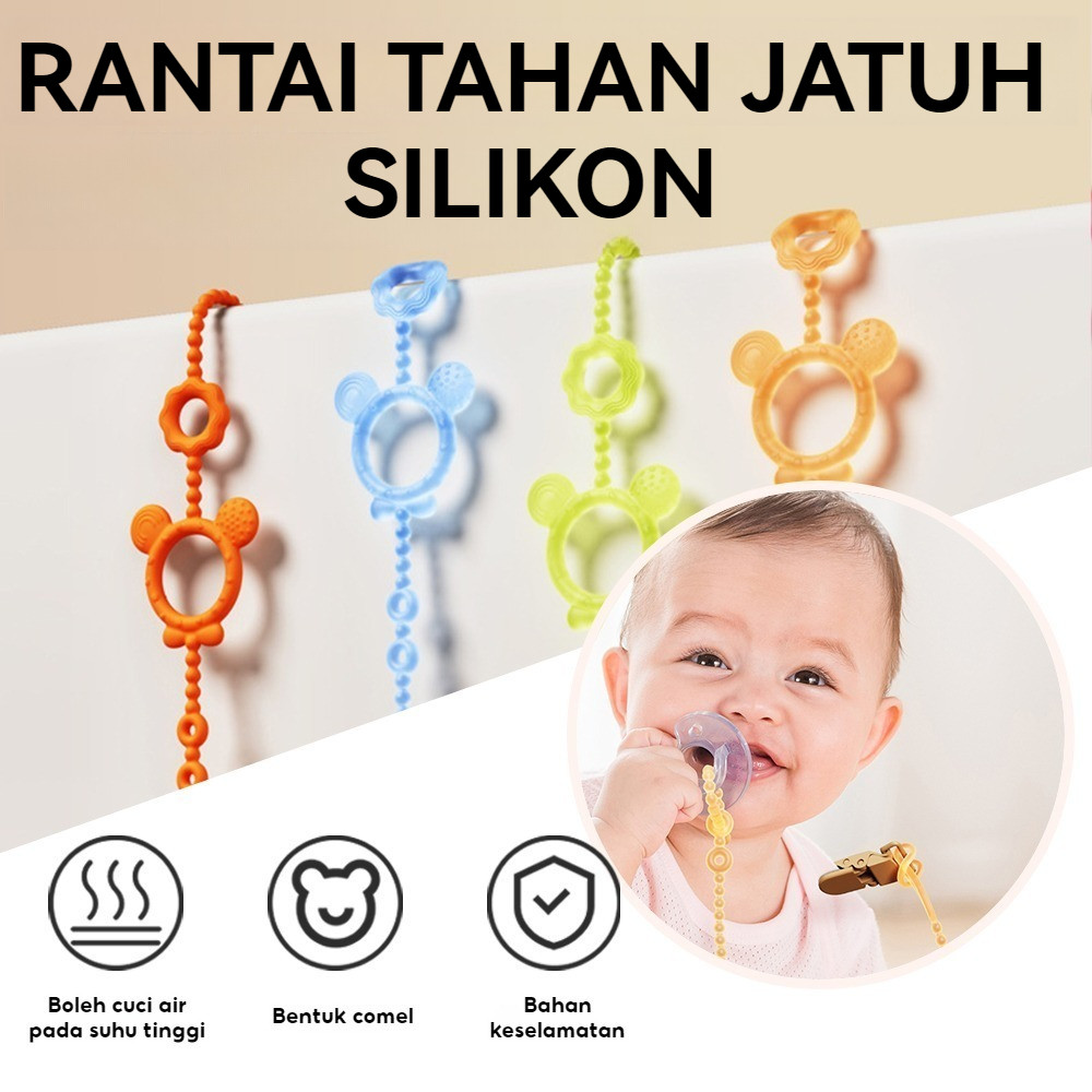 Mom Sun Empeng Bayi 0 6 Bulan Anti Tonggos Empeng Bayi Silikon Lembut Dengan Rantai
