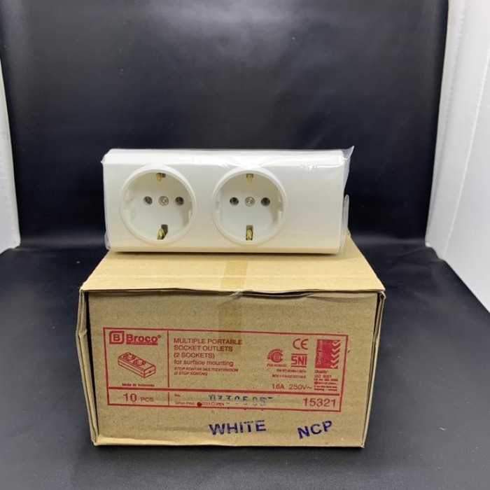 Stop Kontak Tanpa Kabel / Stop Kontak 2 Lubang / Stop Kontak Merk Broco Tanpa Kabel