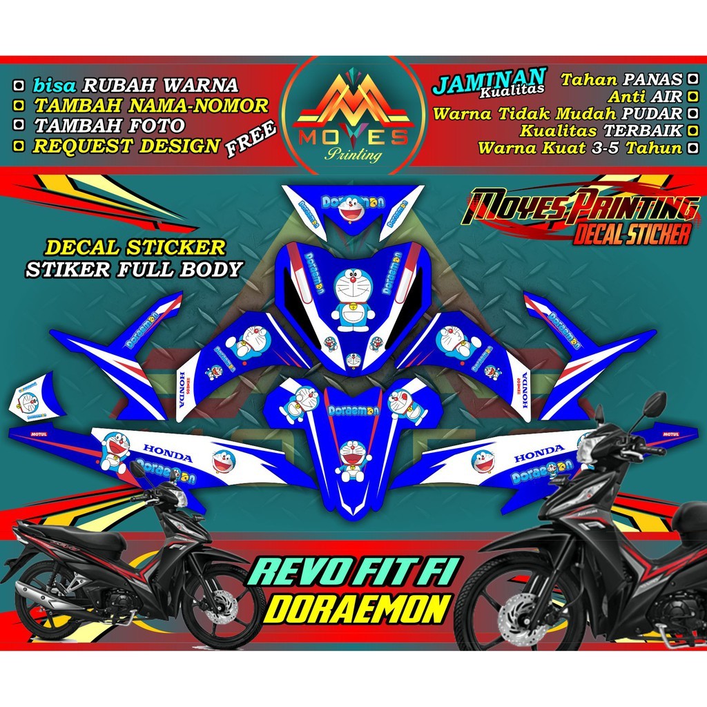 STICKER REVO FIT FI DECAL HONDA REVO FIT STIKER MOTOR REVO FIT FI DORAEMON