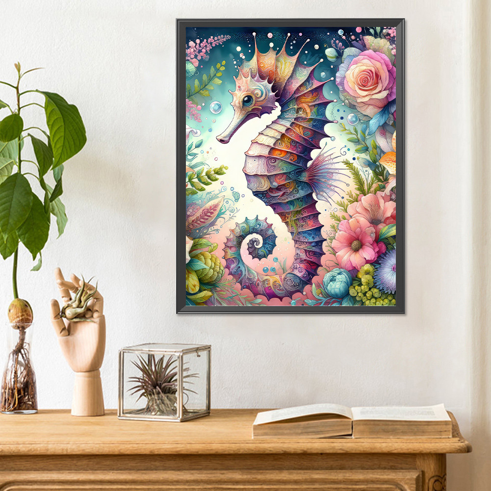 

5D DIY Full Round Drill Diamond Painting Flowe Seahorse Home Office Decor Craft