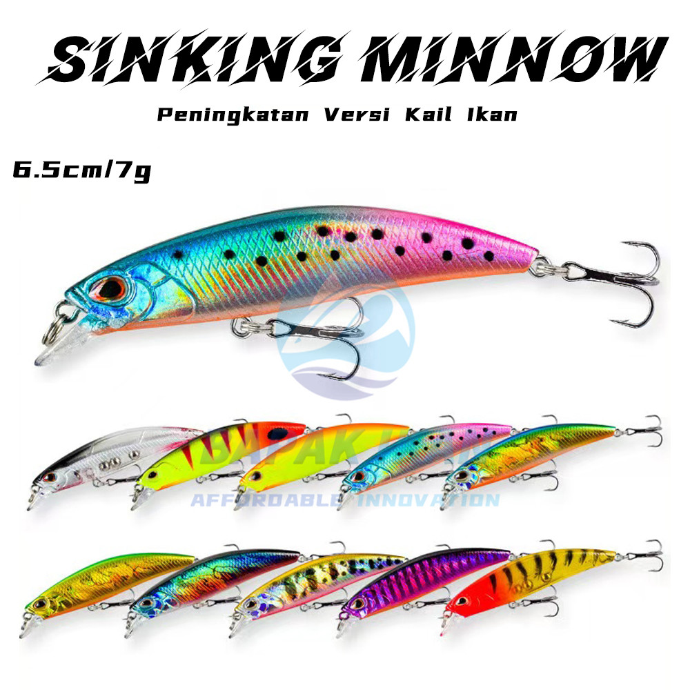 6.5cm/5.5g Umpan Lure Minnow Slow Sinking Fishing Bait Set Tackle Lure For Fishing Swim Bait Lure Ho
