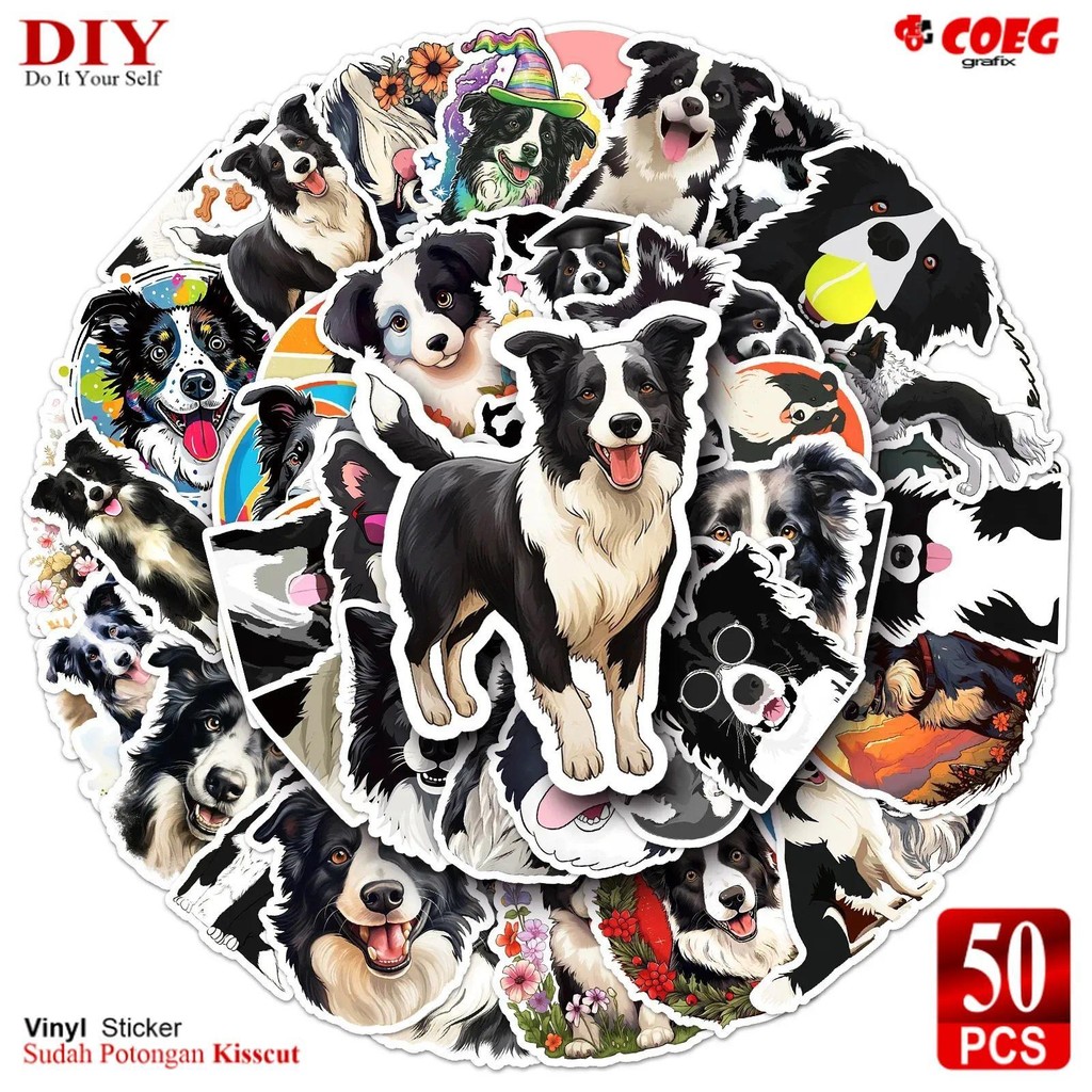 

50 PCS Stiker Border Collie Series CG89 - Stiker Graffiti untuk Helm, Dekorasi Dinding, DIY, dan Banyak Lagi dengan Kotak Penyimpanan Praktis