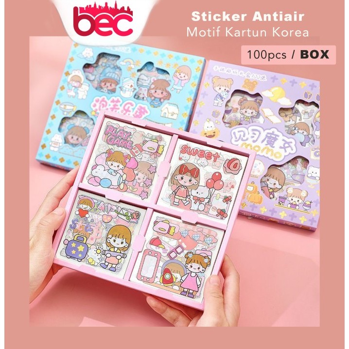 

100 Lembar Stiker Motif Momo Kartun Korea Lucu Anti Air Dekorasi DIY - Pink