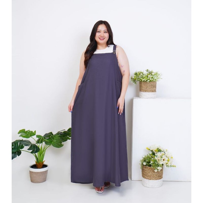 LD 135 OVERALL JUMPSUIT BAJU KODOK LINEN DRESS DASTER KAOS SUPER JUMBO BIGSIZE OVERSIZE BASIC POLOS 