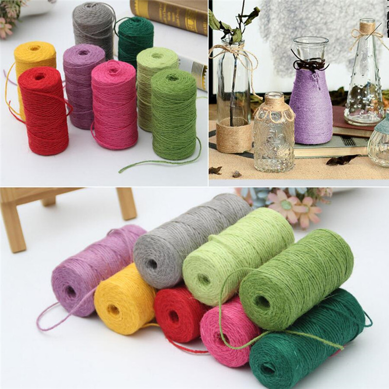 

1Roll 100M Natural Burlap Hessian Jute Twine Cord Hemp String 2mm Gift Wrap Packing String Rustic Wedding Decoration AA7905