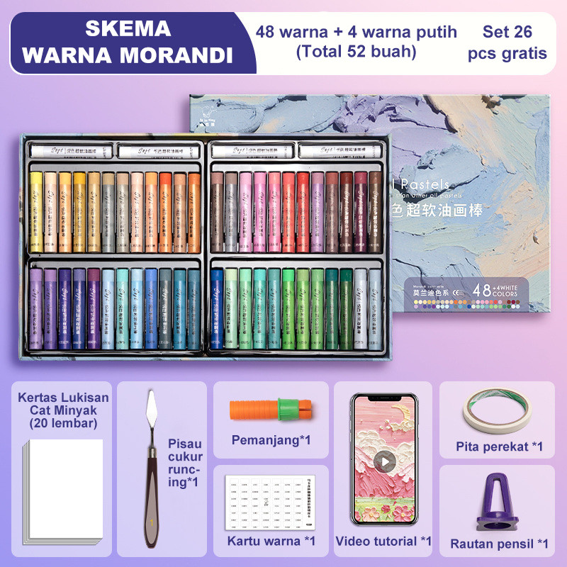 

HJK Warna Berat Pastel Minyak Morandi Krayon Cat Minyak Warna Soft OIL PASTEL 1 set isi 24 / 36