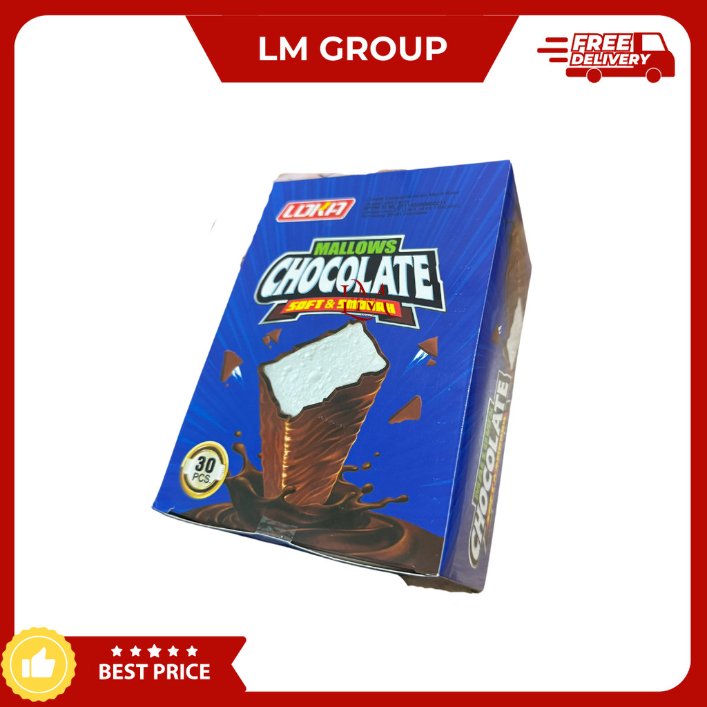 

Loka Mallows Chocolate Soft & Smooth Lembut 1 Box isi 30 pcs Ecer 1000 10gr