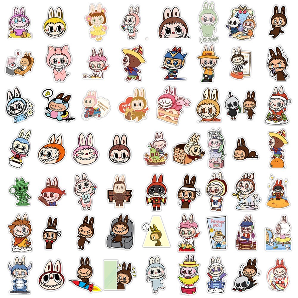 

60 Pcs Sticker Labubu Vinyl Waterproof untuk Tempelan Laptop Tumbler HP Koper DIY [18]