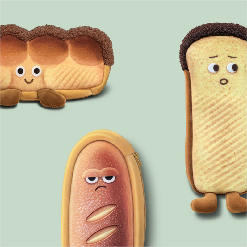 

Funny Bread Pencil Case Cute Plush Pencil Bag Creative School Stationery Bag Children Pen Case Prizes Gifts Student Pencil Cases