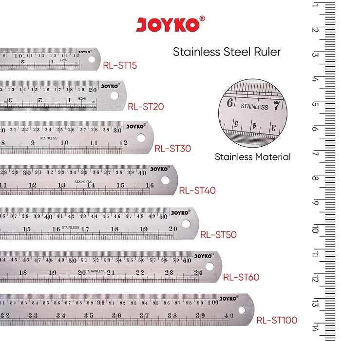 

Stainless Steel Ruler / Penggaris Besi Joyko RL-ST