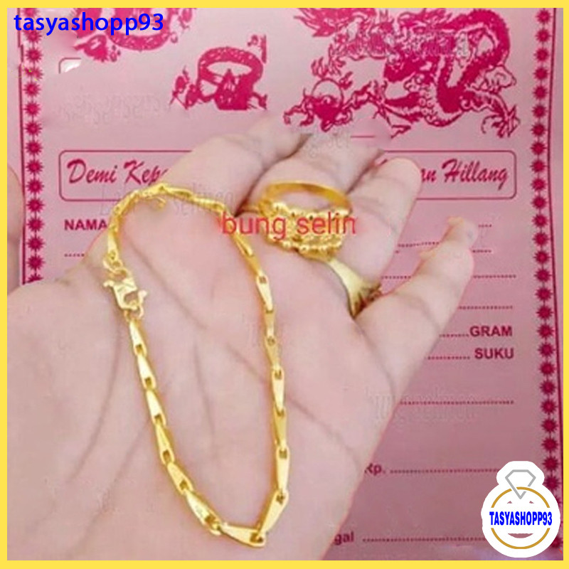 gelang padi free cincin terbuat dari koin asli,gelang berlapis emas 24karat (ada surat toko) cincin 