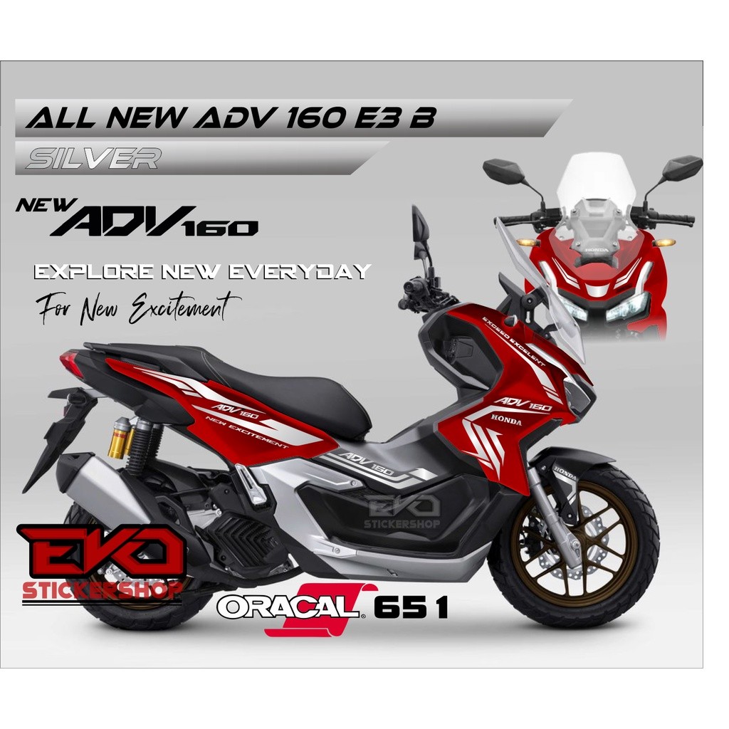 Sticker HONDA ADV 160 MERAH cutting stiker Gold Silver E3