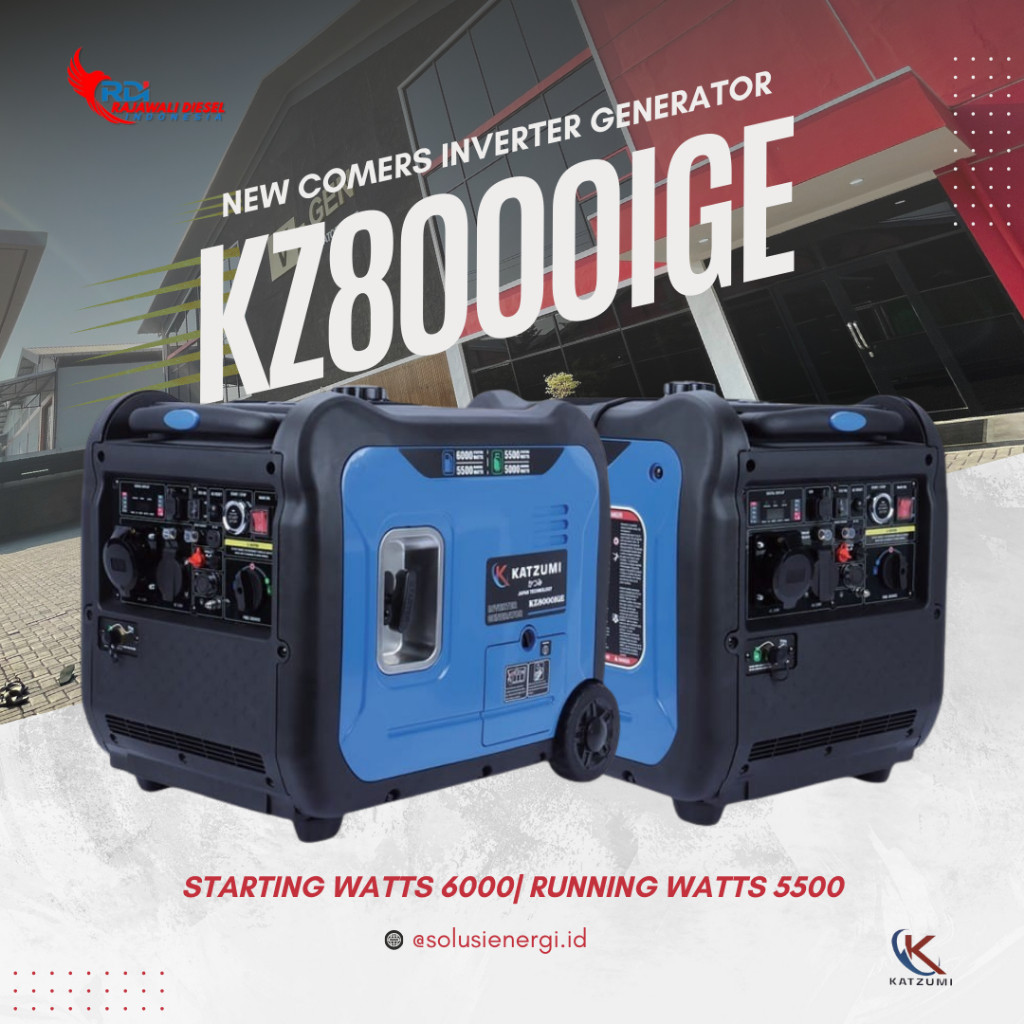 GENSET INVERTER KATZUMI DUAL FUEL | KZ8000IGE ULTRA SILENT 6000 WATT BENSIN & 5500 WATT LPG