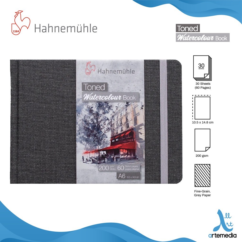 

Gramedia Surabaya - Hahnemuhle Watercolor Journal Grey Toned Paper Book A6 LANDSCAPE /10625170