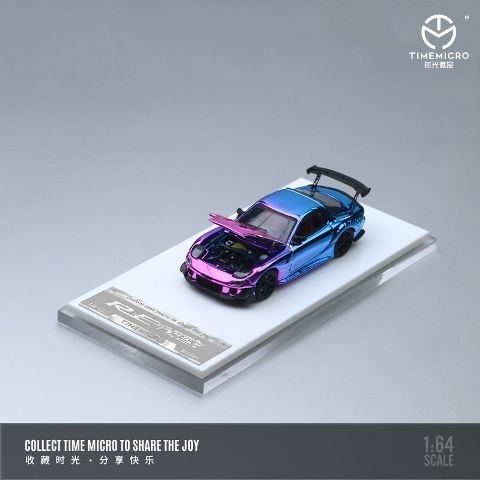 TIMEMICRO MAZDA RX 7 CHROME BLUE DIECAST TIME MICRO