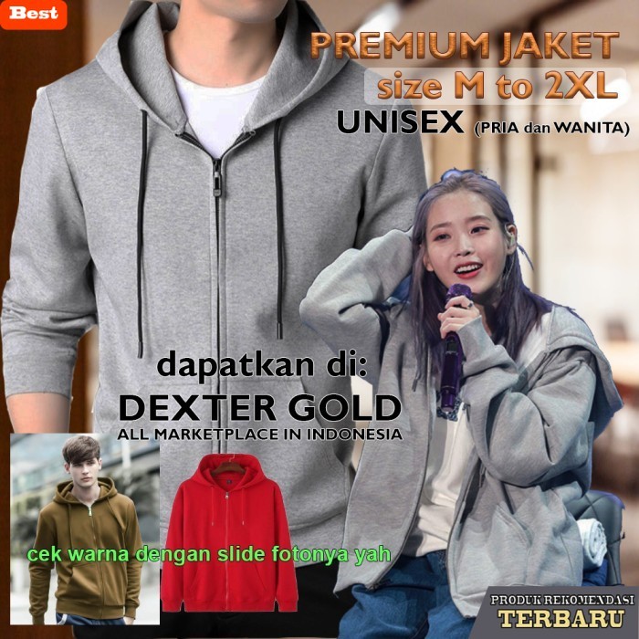 hoodie pria keren JAKET HOODIE PRIA dan WANITA/ SWEATER POLOS JAKET POLOS SLETING ZIPPER - M, Hitam