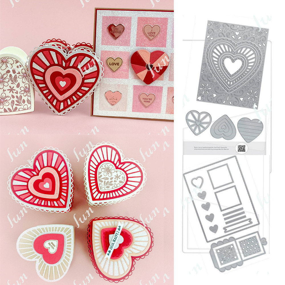 

Valentine's Day Hearts in Bloom Metal Cutting Dies Box Sets for DIY Craft Scrapbooking greeting card Decoration Molds