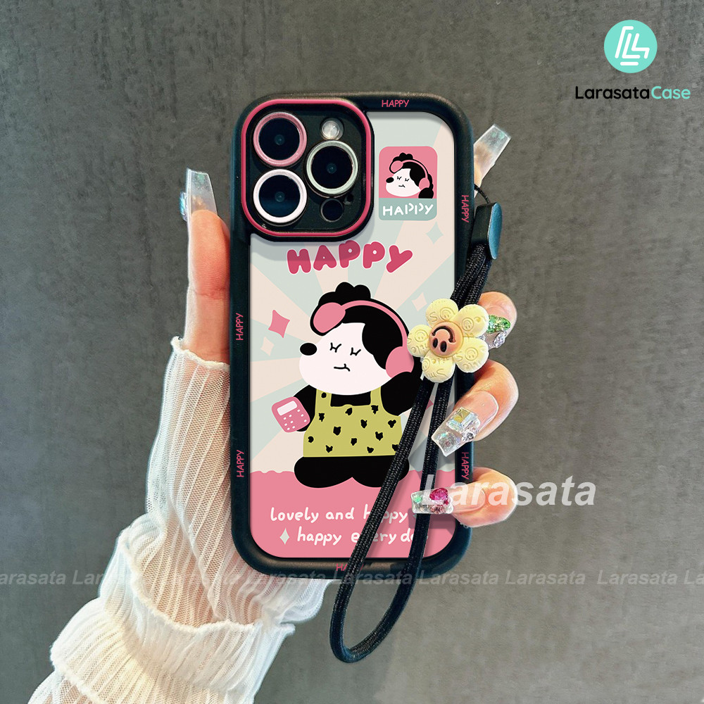 Casing ponsel perempuan headphone kartun lucu Anime silikon cover case untuk OPPO A38 A18 A57 A77 A1