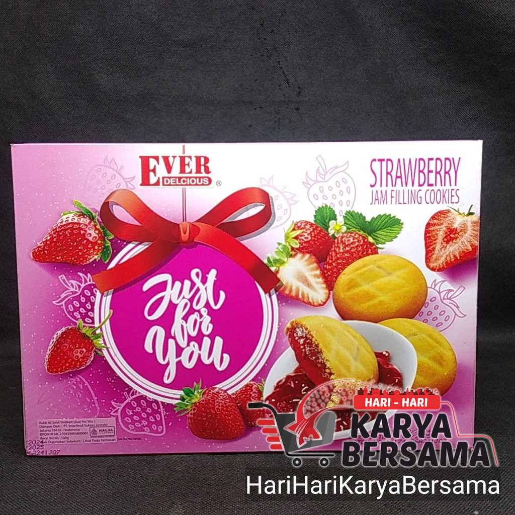

MAKANAN RINGAN KUKIS EVER DELCIOUS JAM FILLING COOKIES STRAWBERRY BOX 150GR