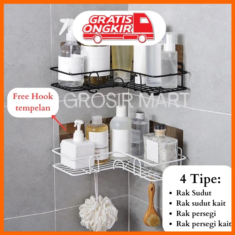 Rak Sudut Kamar Mandi Tempel Dinding Keramik Rak Dapur Besi Serbaguna Rak Sabun Kamar Mandi Rak Kama