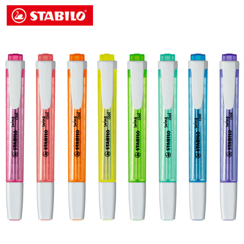 

8Colors/Lot Stabilo Swing Cool Pastel Highlighter 275 marker pens 3mm Thick Line Kawaii School Stationery Art supplies
