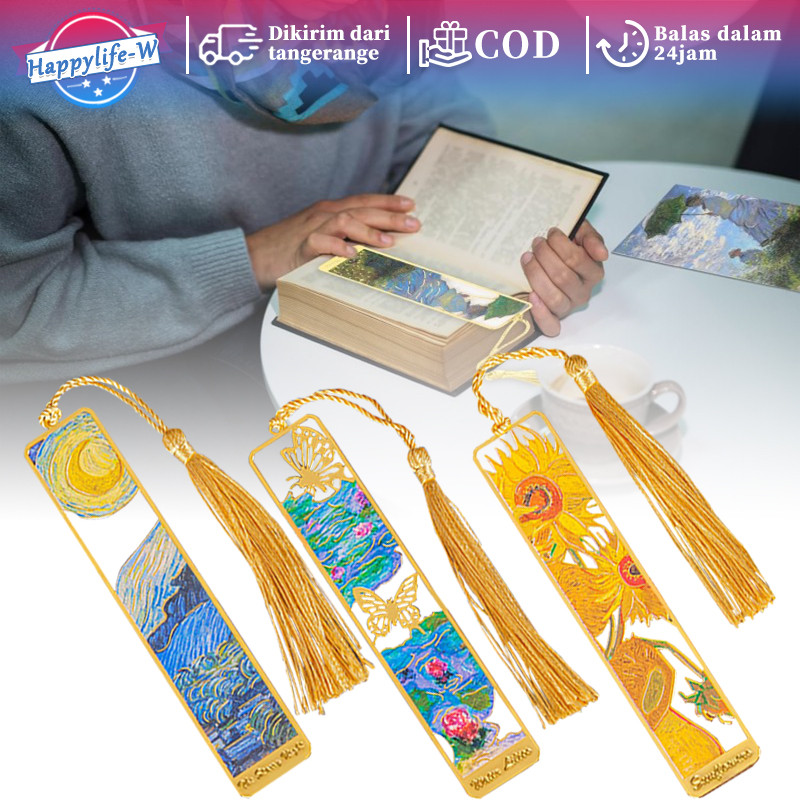 

Isi 1 Bookmark Lukisan Minyak Pembatas Buku Van Gogh Pembatas Buku Besi Aesthetic