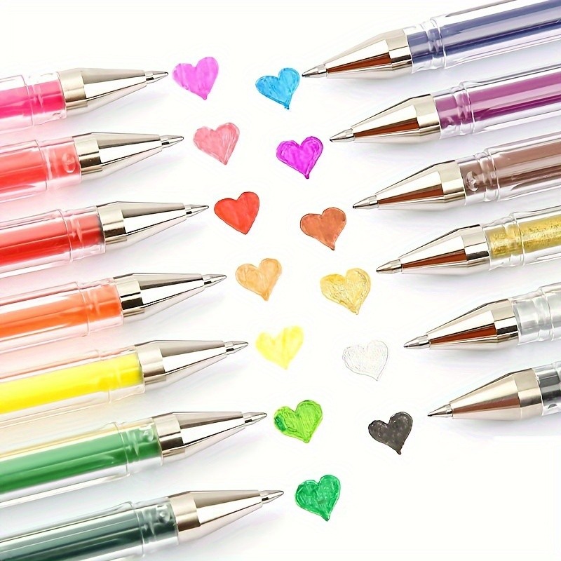 

12 Colors Glitter Gel Pens For School Office Adult Coloring Book Journals Drawing Doodling Art Markers Office Accessories